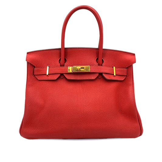 HERMES BIRKIN 30 ROUGE VIF TOGO HAND BAG T GHW 90250924