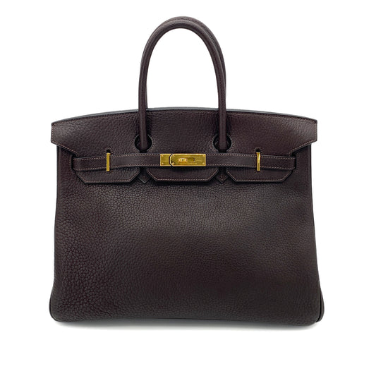 HERMES BIRKIN 35 BROWN TYPE FJORD HAND BAG □H GHW 90251083