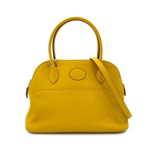 HERMES BOLIDE 27 JAUNE AMBER VEAU SWIFT HAND SHOULDER BAG C 90251103