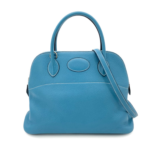 HERMES BOLIDE 31 BLUE JEAN TAURILLON CLEMENCE HAND SHOULDER BAG 90251108