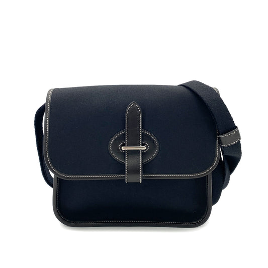 HERMES BUENAVENTURA MINI BLACK TOILE OFFICIER SHOULDER BAG 90251112
