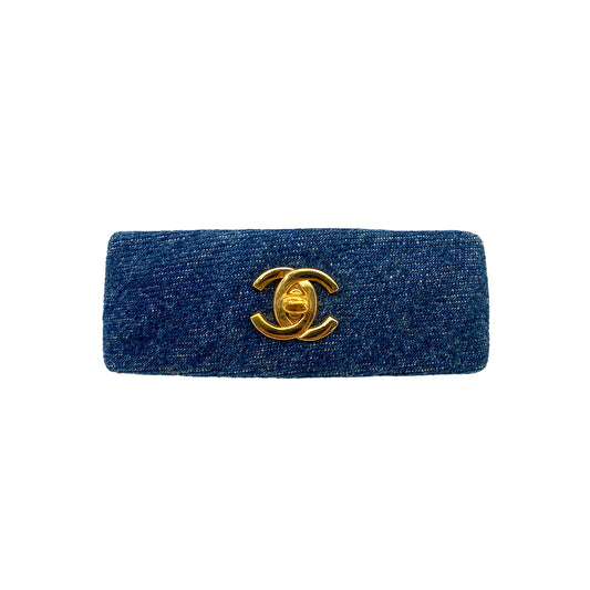 CHANEL VINTAGE VALLETTA TURN LOCK COCOMARK DENIM BLUE ACCESSORY 90251124