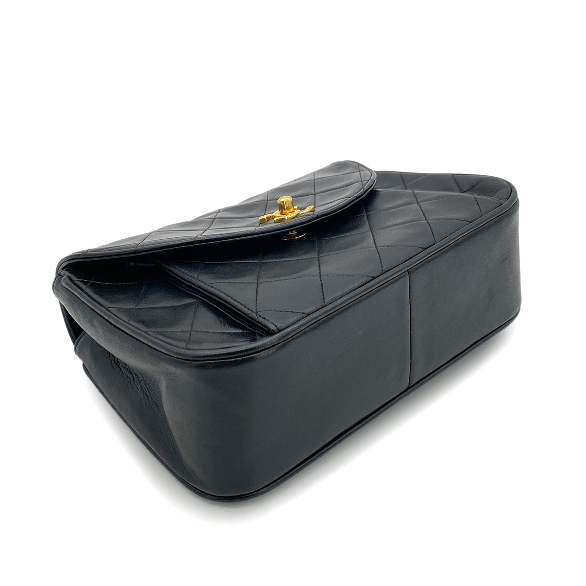 CHANEL VINTAGE BIJOU CHAIN SHOULDER BAG BLACK LAMB SKIN 90251376