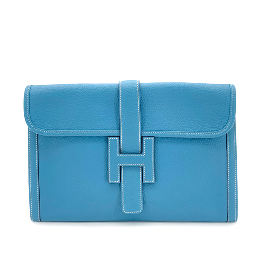 HERMES JIGE PM BLUE JEAN TAURILLON CLEMENCE □C 90251388