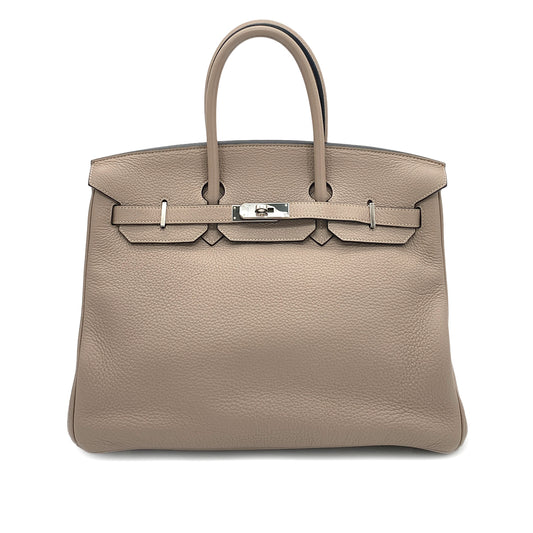 HERMES BIRKIN 35 GRIS TOURTERELLE TAURILLON CLEMENCE HAND BAG □M SHW 90251393