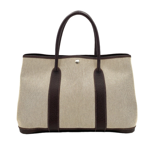 HERMES GARDEN PARTY 36 PM NATURAL MARRON TOILE H TOTE BAG □I 90250516