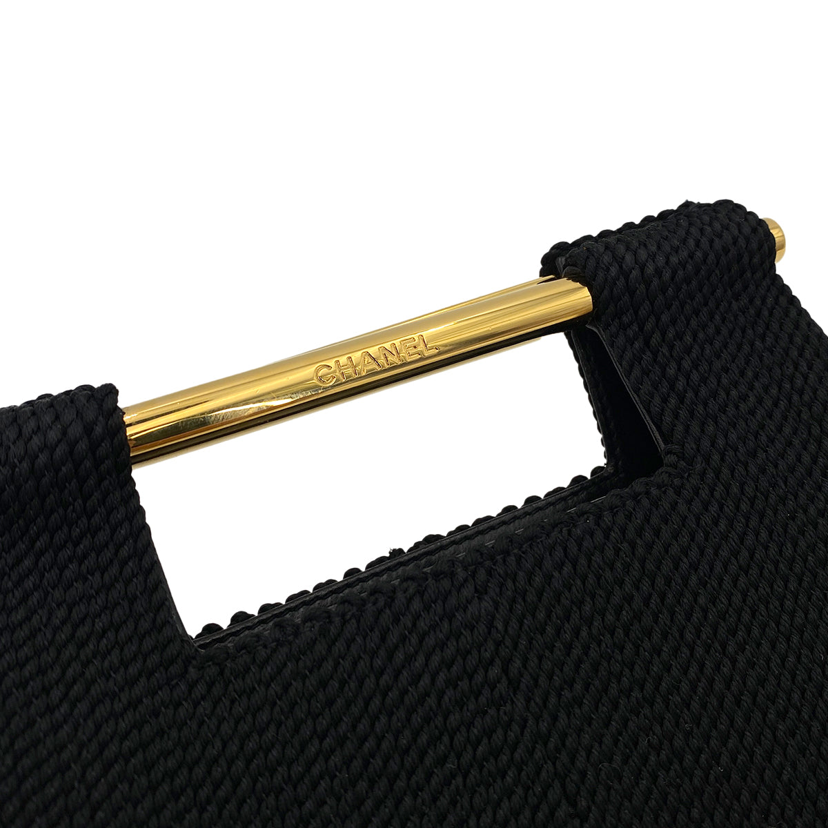 CHANEL VINTAGE HAND BAG BLACK CANVAS 90251395