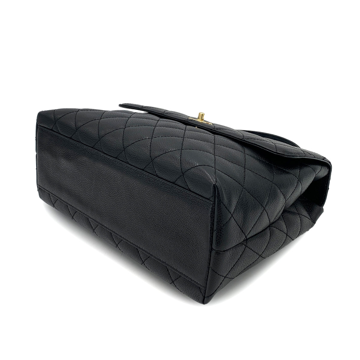 CHANEL VINTAGE MATELASSE HAND BAG BLACK CAVIAR SKIN 90251691