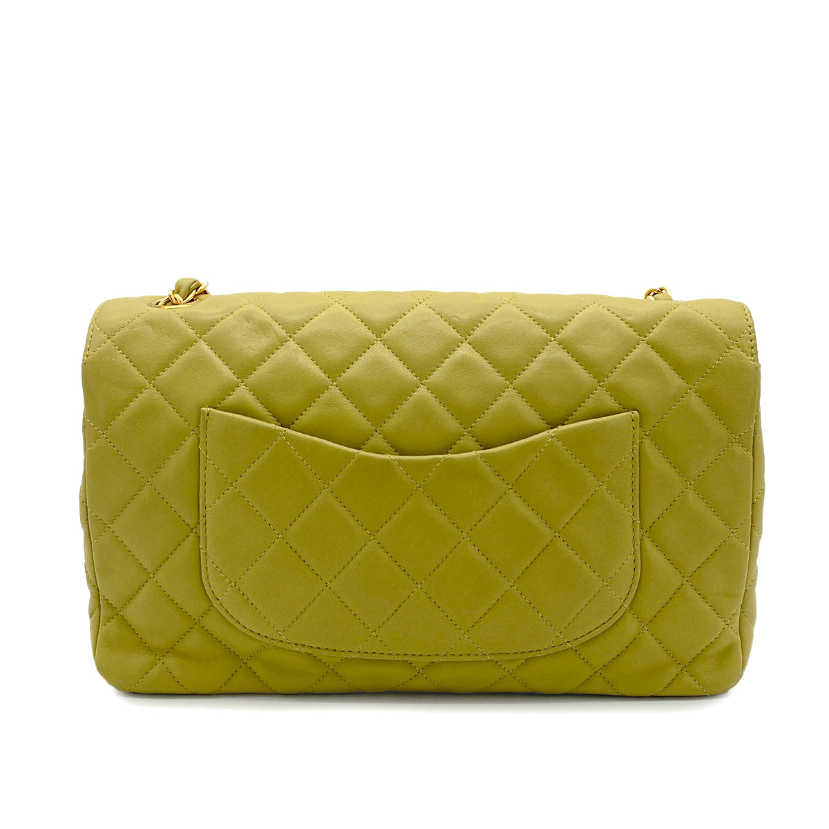 CHANEL VINTAGE MATELASSE CHAIN SHOULDER BAG GREEN LAMB SKIN 90251845