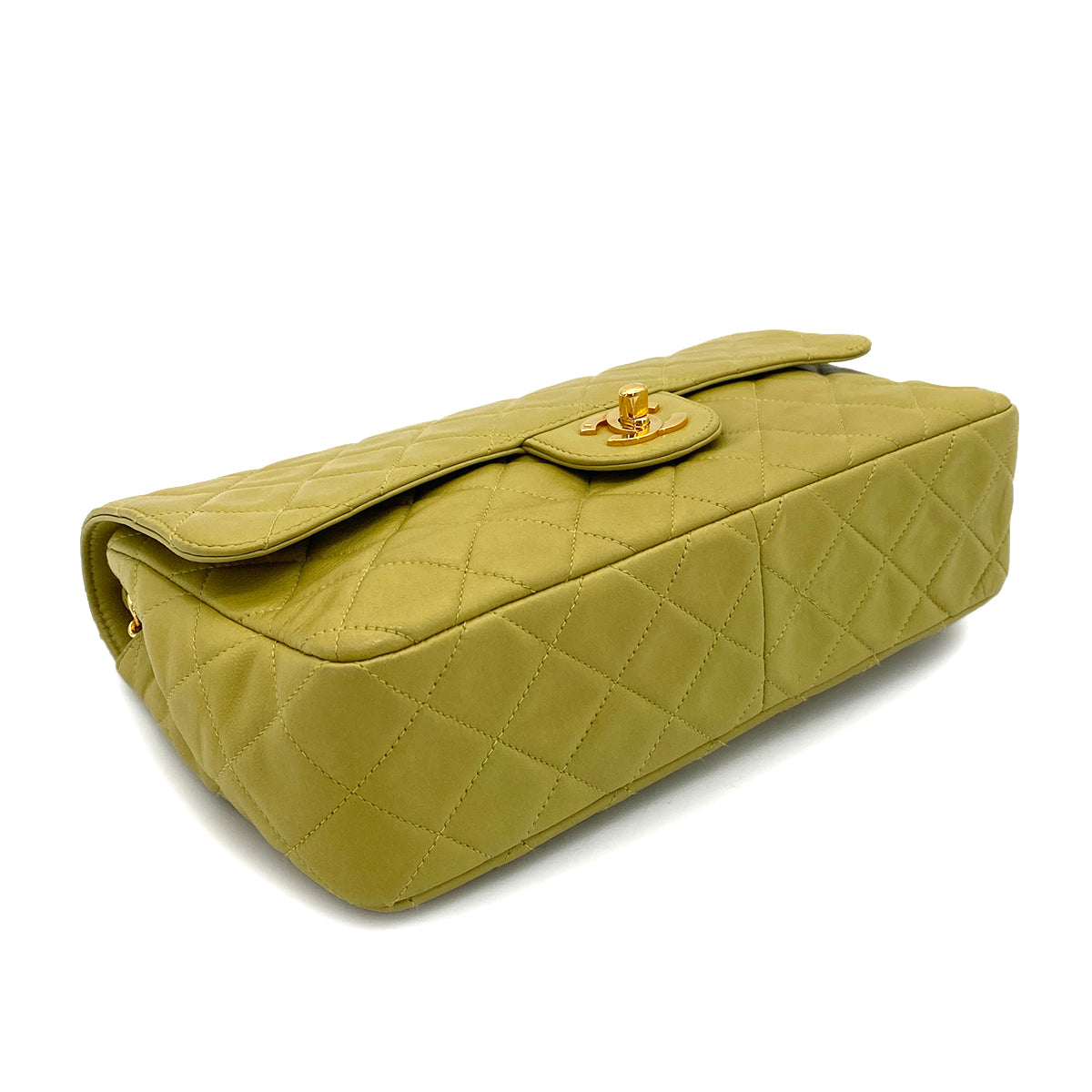 CHANEL VINTAGE MATELASSE CHAIN SHOULDER BAG GREEN LAMB SKIN 90251845