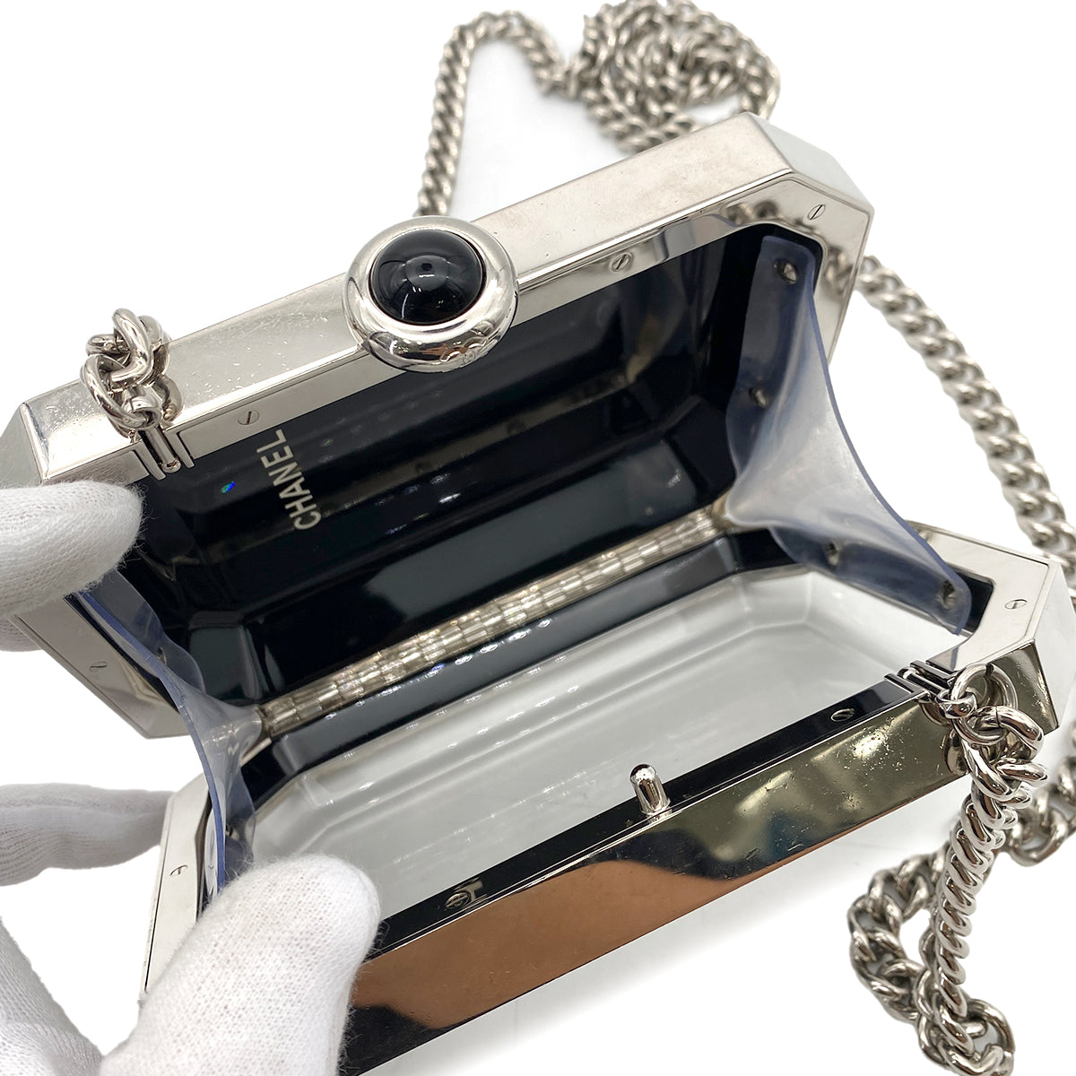 CHANEL PREMIERE CHAIN SHOULDER BAG SILVER PLASTIC B15C 90251846