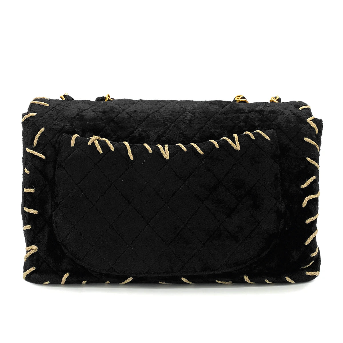 CHANEL VINTAGE MAXI MATELASSE 34 CHAIN SHOULDER BAG BLACK VELOR 90251847