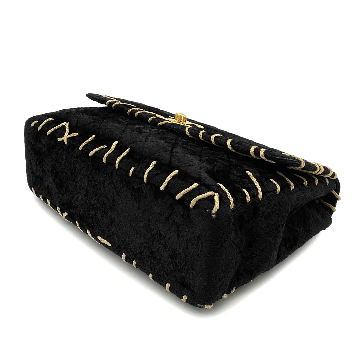 CHANEL VINTAGE MAXI MATELASSE 34 CHAIN SHOULDER BAG BLACK VELOR 90251847