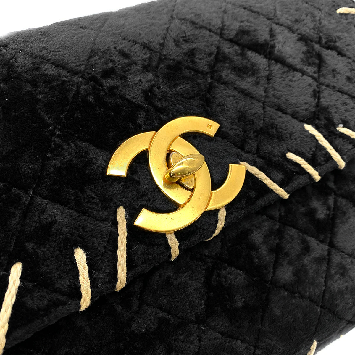 CHANEL VINTAGE MAXI MATELASSE 34 CHAIN SHOULDER BAG BLACK VELOR 90251847