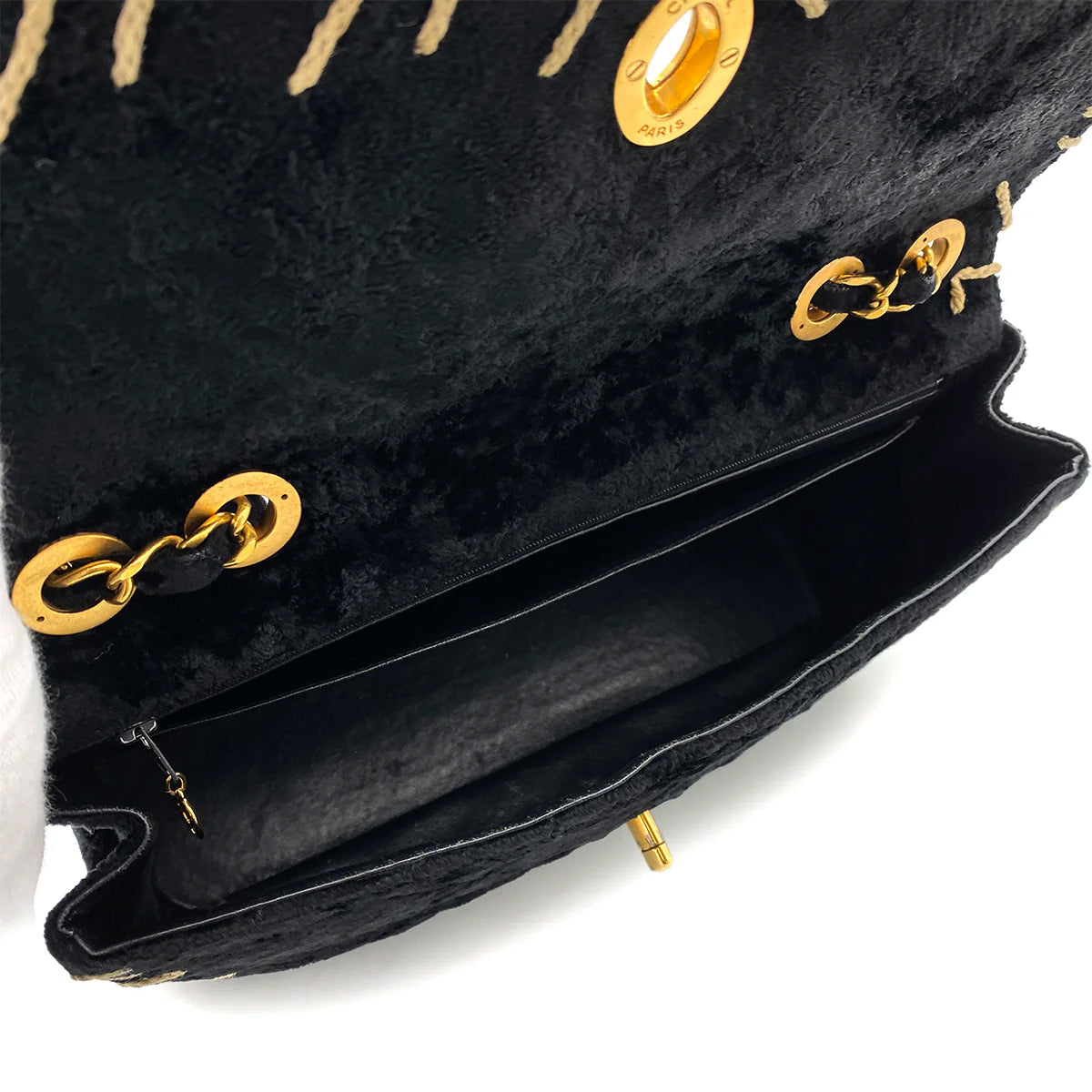 CHANEL VINTAGE MAXI MATELASSE 34 CHAIN SHOULDER BAG BLACK VELOR 90251847