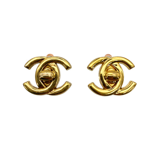 CHANEL VINTAGE EARRINGS TURN LOCK ACCESSORY 96P 90251984