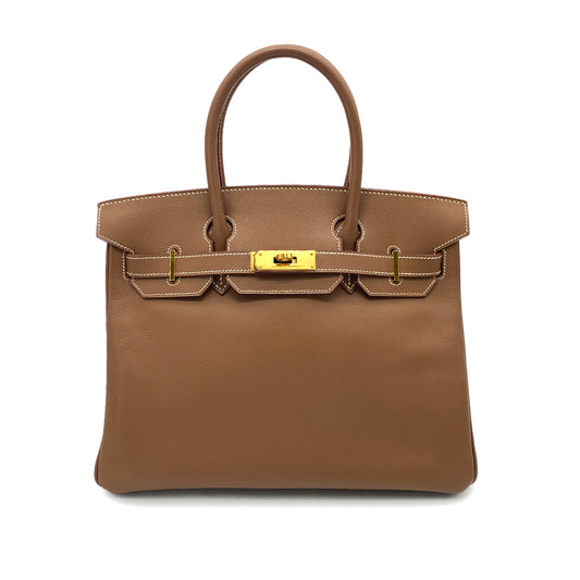 HERMES BIRKIN 30 GOLD VEAU GRAINE HAND BAG □G GHW 90252017