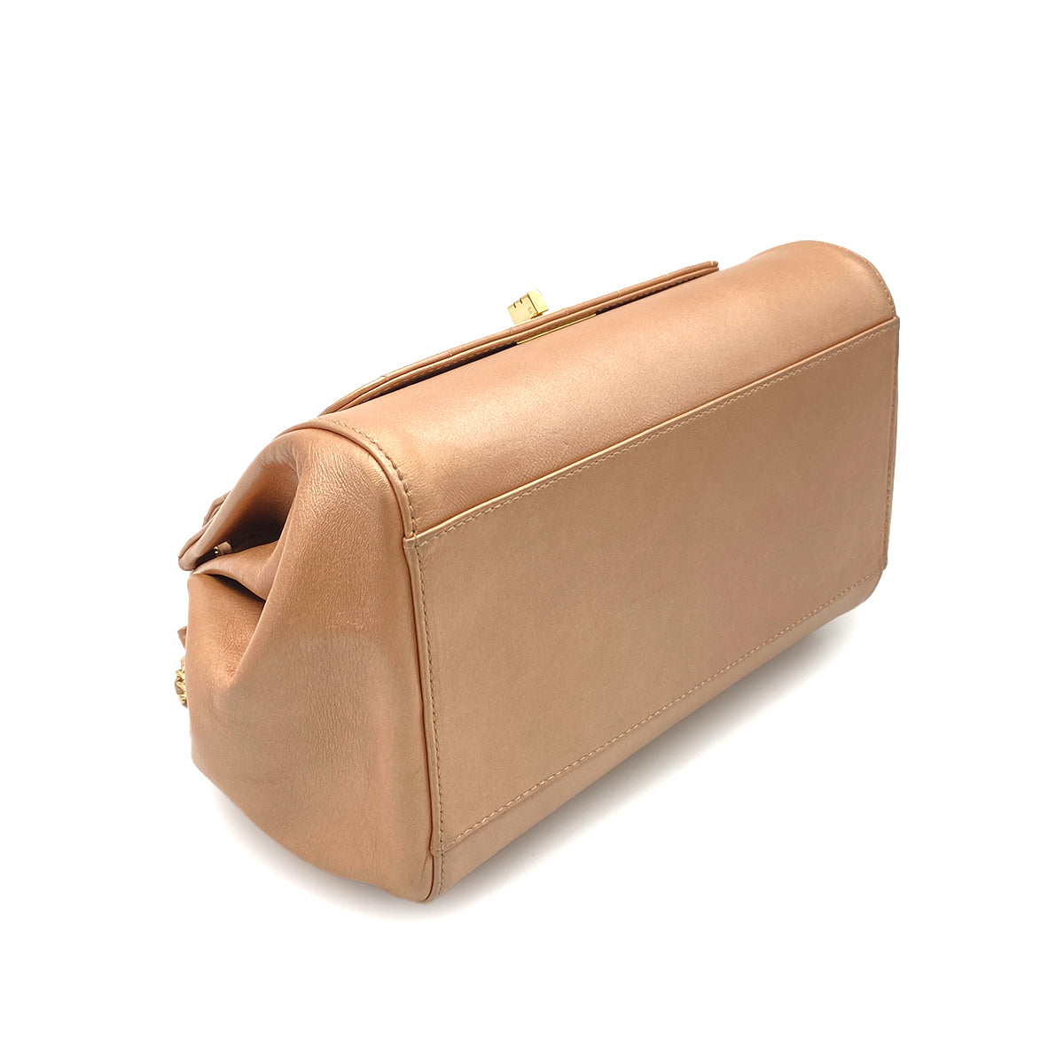 CHANEL VINTAGE 2.55 CHOCOLATE BAR CHAIN SHOULDER BAG PINK BEIGE LAMB SKIN 90252021