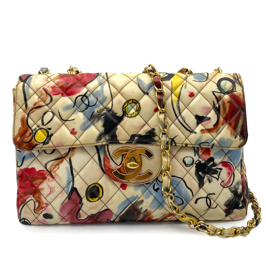 CHANEL VINTAGE MAXI MATELASSE 34 CHAIN SHOULDER BAG MULTICOLOR PVC HAWAI LIMITED 90252547