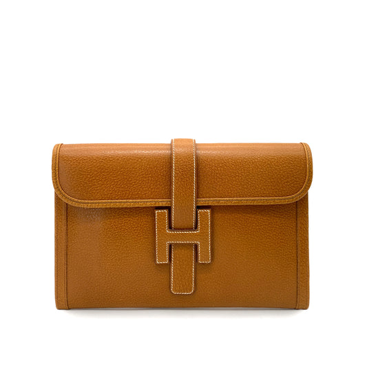 HERMES JIGE CLUTCH BAG GOLD PIGSKIN 90252554