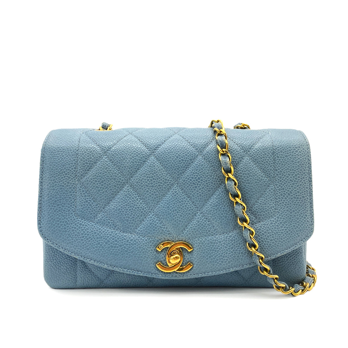 CHANEL VINTAGE DIANA SMALL CHAIN SHOULDER BAG BLUE CAVIAR SKIN 90252875