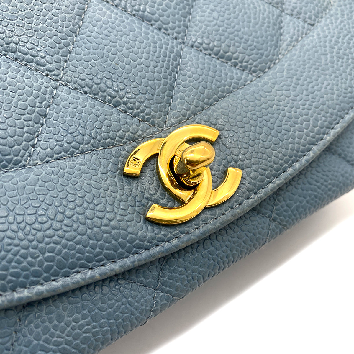 CHANEL VINTAGE DIANA SMALL CHAIN SHOULDER BAG BLUE CAVIAR SKIN 90252875
