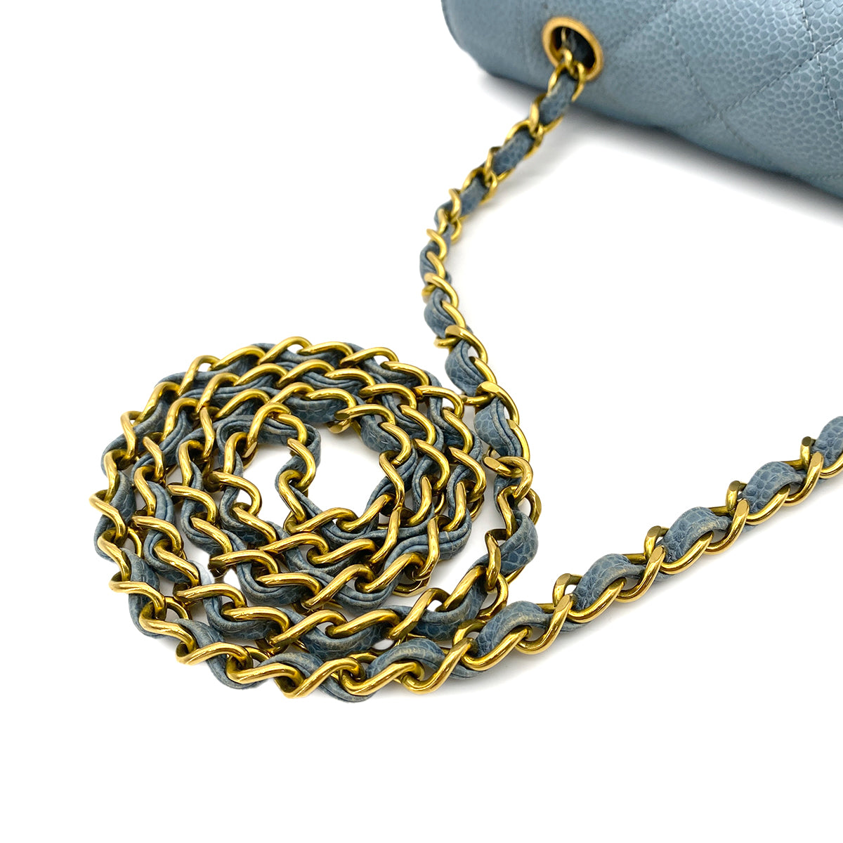 CHANEL VINTAGE DIANA SMALL CHAIN SHOULDER BAG BLUE CAVIAR SKIN 90252875