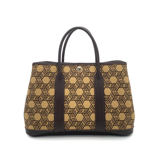 HERMES GARDEN PARTY TPM BROWN TOILE SO H TOTE BAG □K 90252964