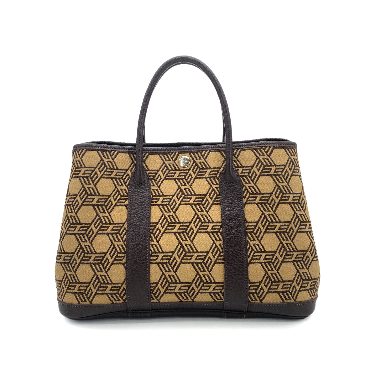 HERMES GARDEN PARTY TPM BROWN TOILE SO H TOTE BAG □K 90252964