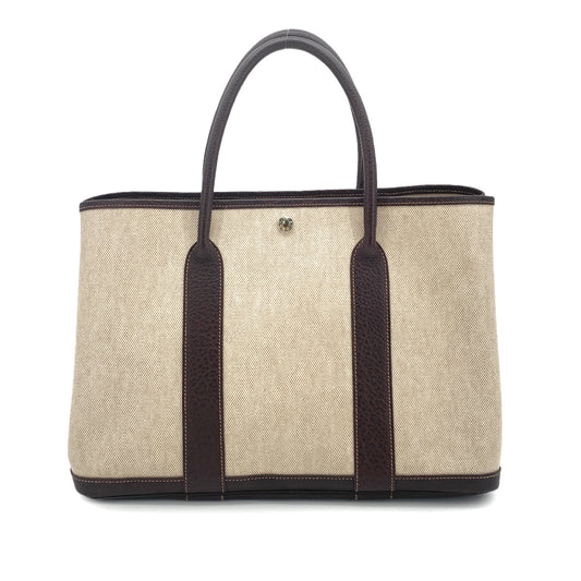 HERMES GARDEN PARTY 36 PM NATURAL MARRON TOILE H TOTE BAG T 90252969