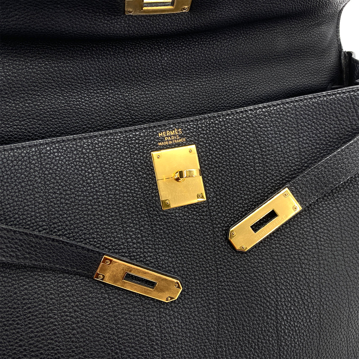 HERMES KELLY 32 RETOURNE BLACK TOGO HAND SHOULDER BAG □G GHW 90252973