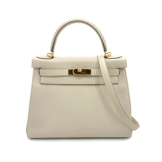 HERMES KELLY 28 RETOURNE CRAIE TOGO HAND SHOULDER BAG T GHW 90252975