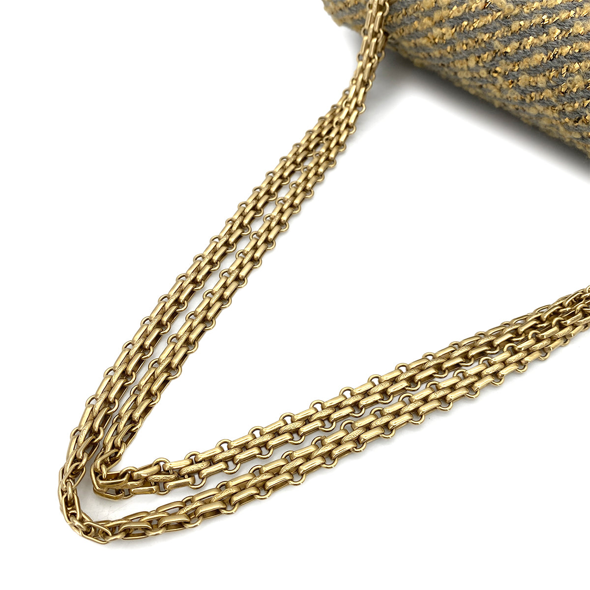 CHANEL VINTAGE CLASSIC FLAP MEDIUM CHAIN SHOULDER BAG BEIGE GRAY TWEED 90252982