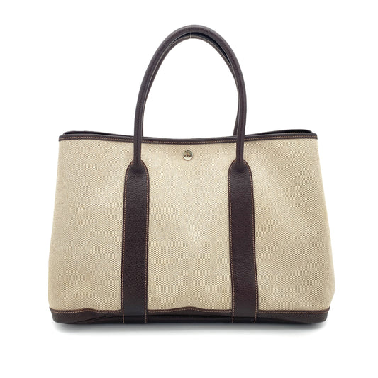 HERMES GARDEN PARTY 36 PM NATURAL MARRON TOILE H TOTE BAG □I 90260182