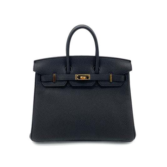 HERMES BIRKIN 25 BLACK TOGO HAND BAG U GHW 90252987