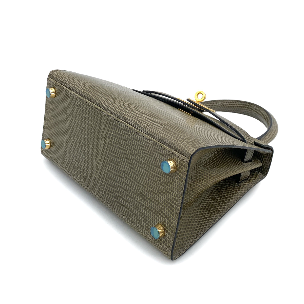 HERMES MINI KELLY HAND SHOULDER BAG KAHKI TYPE LIZARD □J GHW 90253382