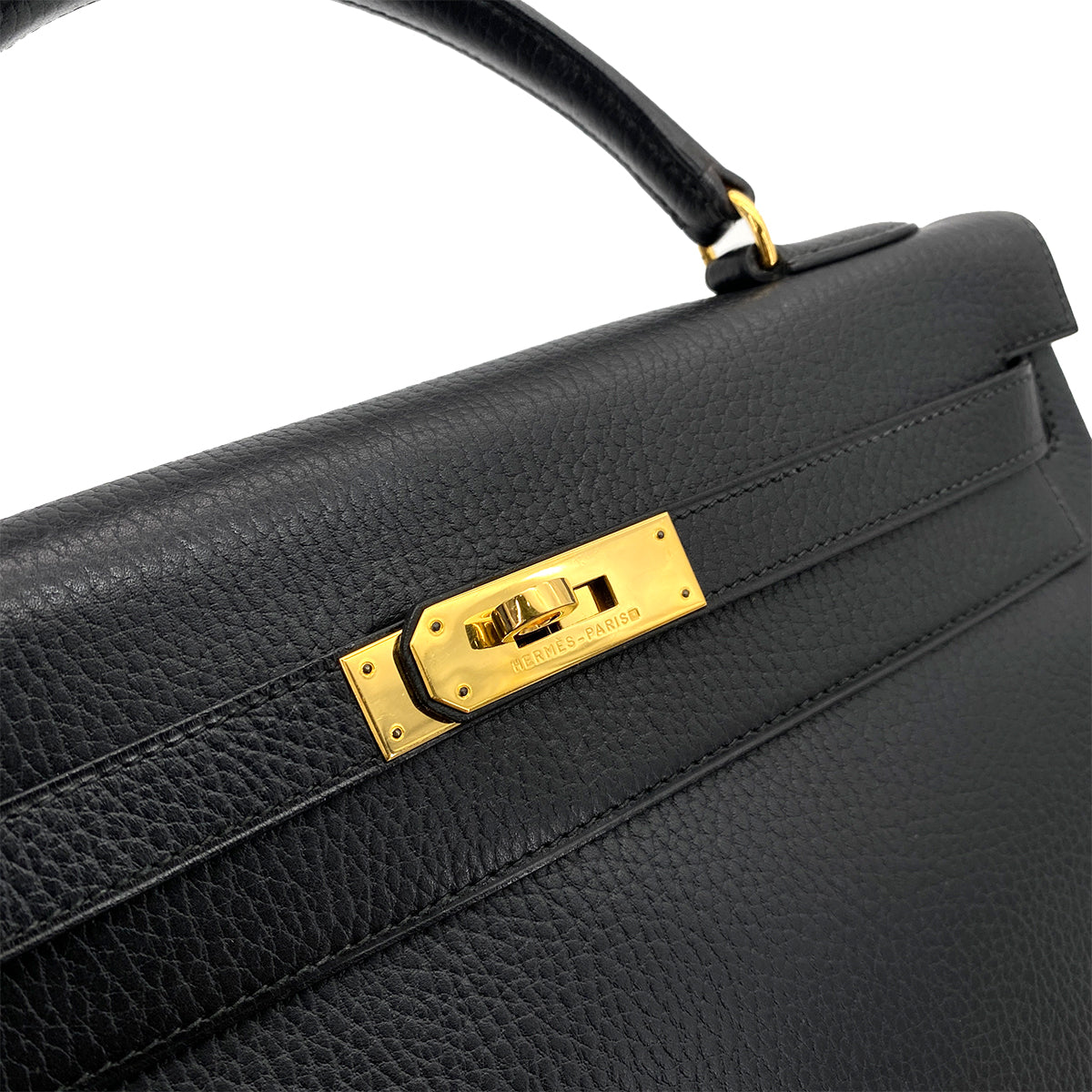 HERMES KELLY 32 RETOURNE BLACK ARDENNES HAND SHOULDER BAG 〇U GHW 90253605