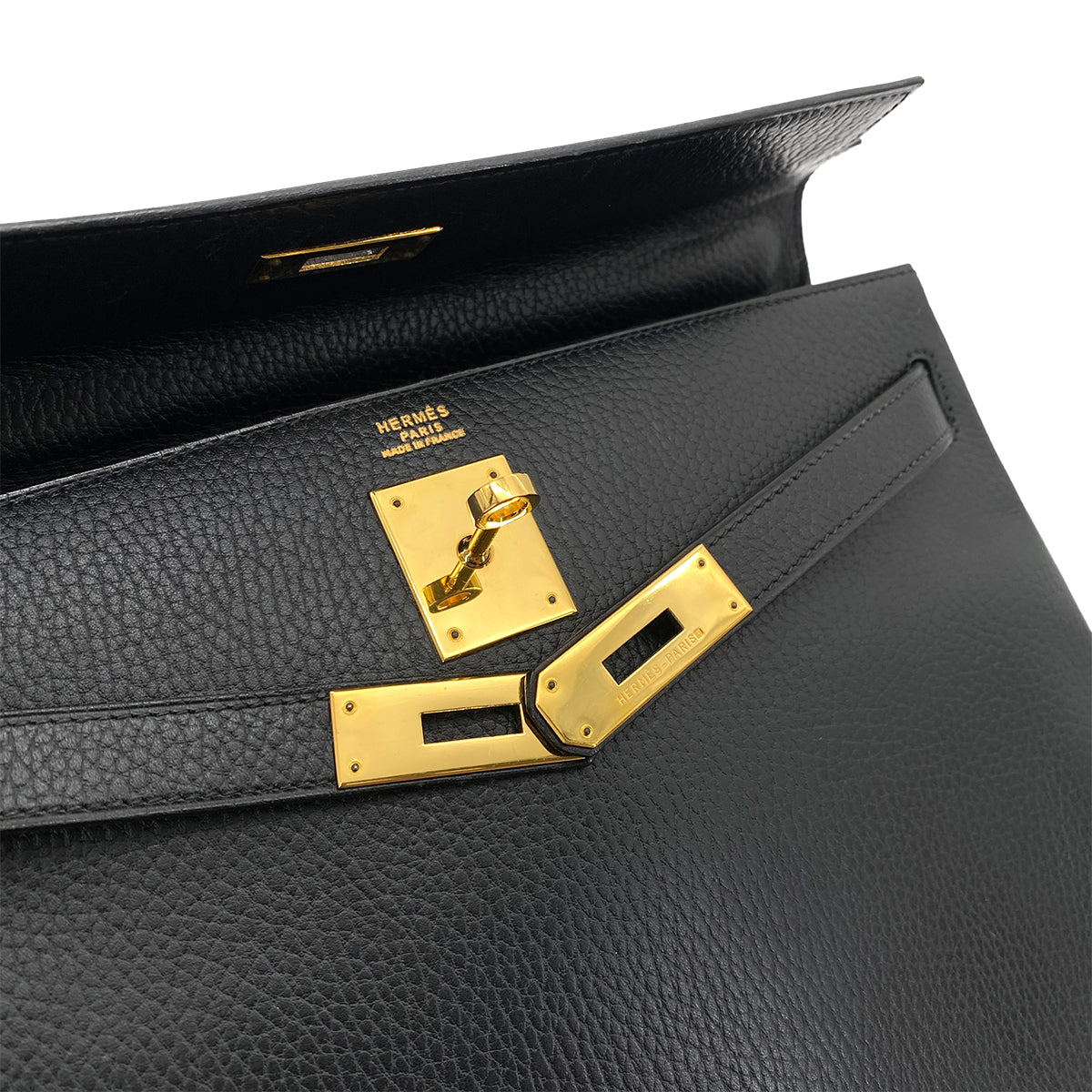 HERMES KELLY 32 RETOURNE BLACK ARDENNES HAND SHOULDER BAG 〇U GHW 90253605