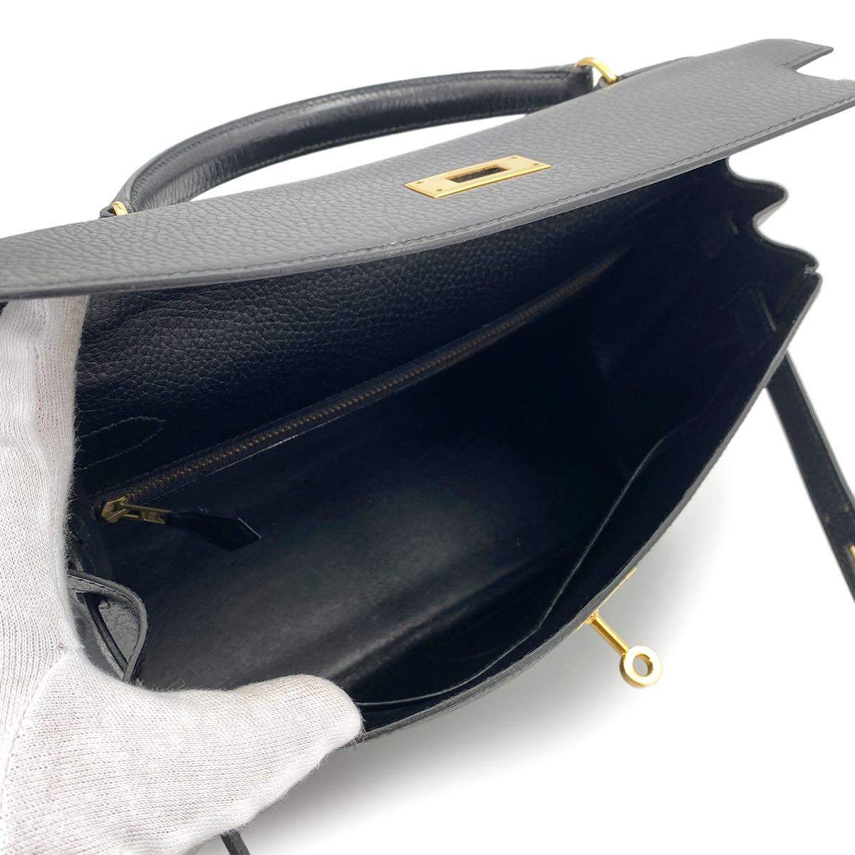 HERMES KELLY 32 RETOURNE BLACK ARDENNES HAND SHOULDER BAG 〇U GHW 90253605
