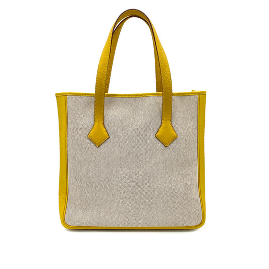 HERMES VICTORIA CABAS TOTE BAG JAUNE TOILE H TOGO □M 90253610