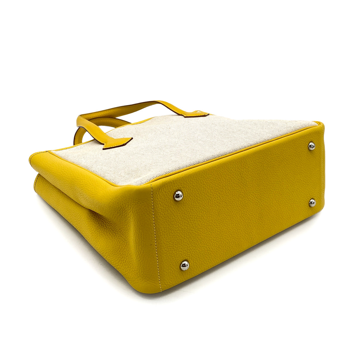 HERMES VICTORIA CABAS TOTE BAG JAUNE TOILE H TOGO □M 90253610