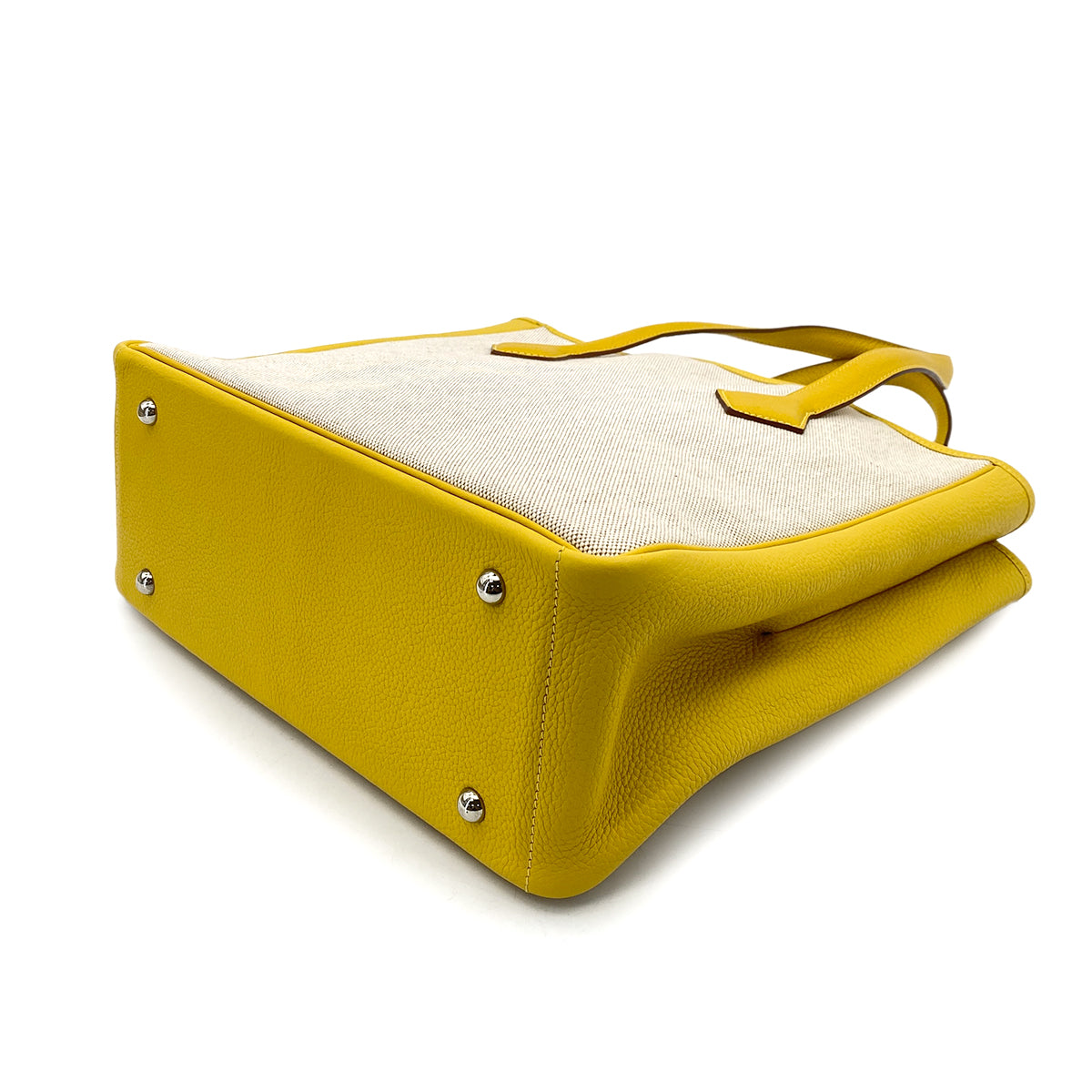 HERMES VICTORIA CABAS TOTE BAG JAUNE TOILE H TOGO □M 90253610