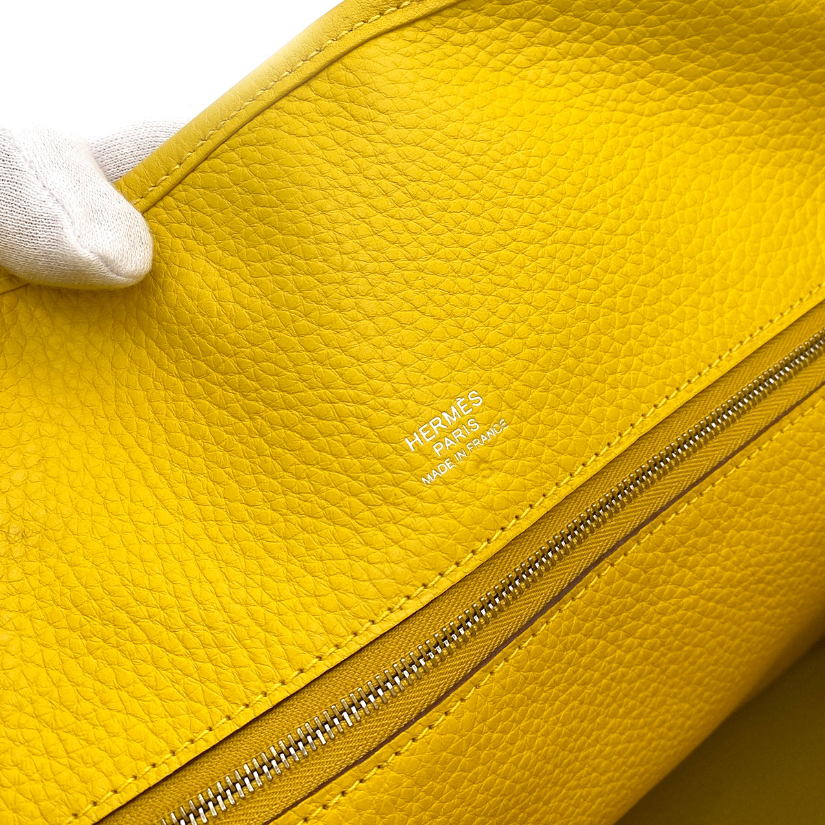HERMES VICTORIA CABAS TOTE BAG JAUNE TOILE H TOGO □M 90253610