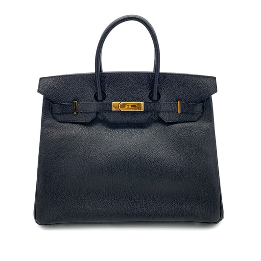 HERMES BIRKIN 35 BLACK ARDENNES HAND BAG □B GHW 90253624