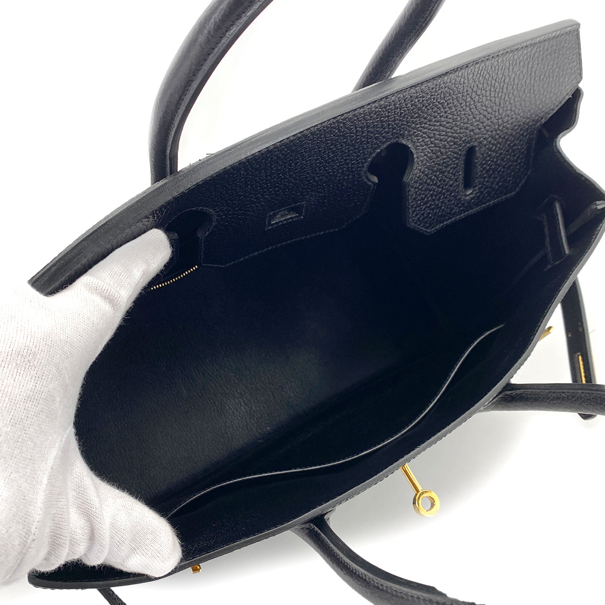 HERMES BIRKIN 35 BLACK ARDENNES HAND BAG □B GHW 90253624