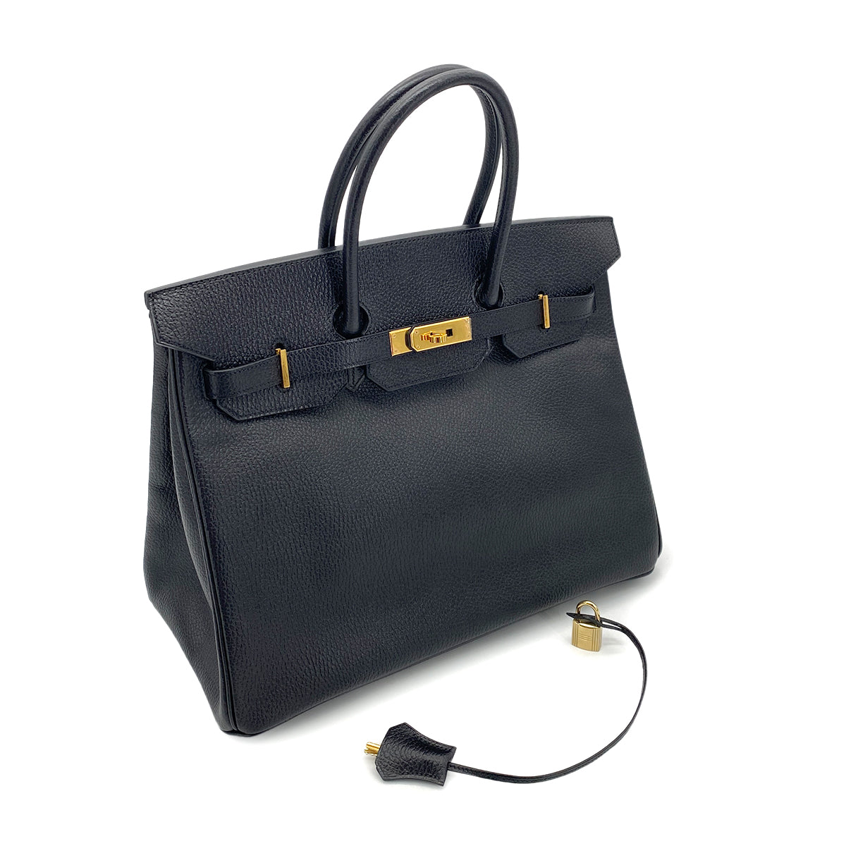 HERMES BIRKIN 35 BLACK ARDENNES HAND BAG □B GHW 90253624