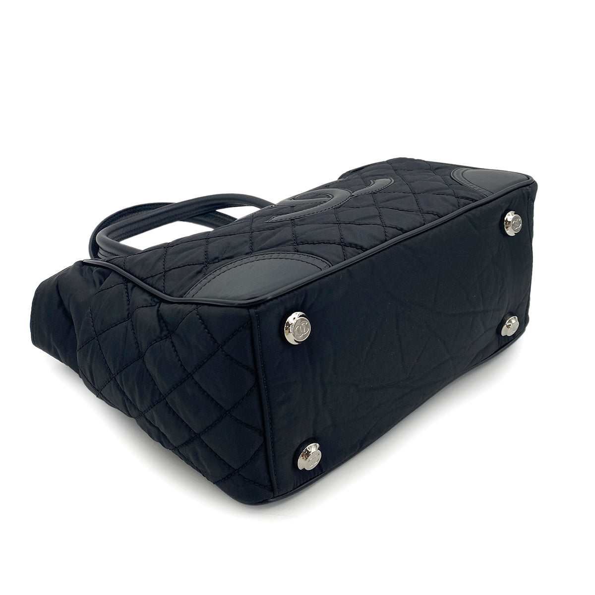 CHANEL VINTAGE PARIS NEWYORK TOTE BAG BLACK NYLON LEATHER 90253637