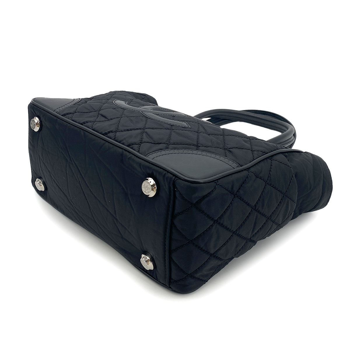 CHANEL VINTAGE PARIS NEWYORK TOTE BAG BLACK NYLON LEATHER 90253637