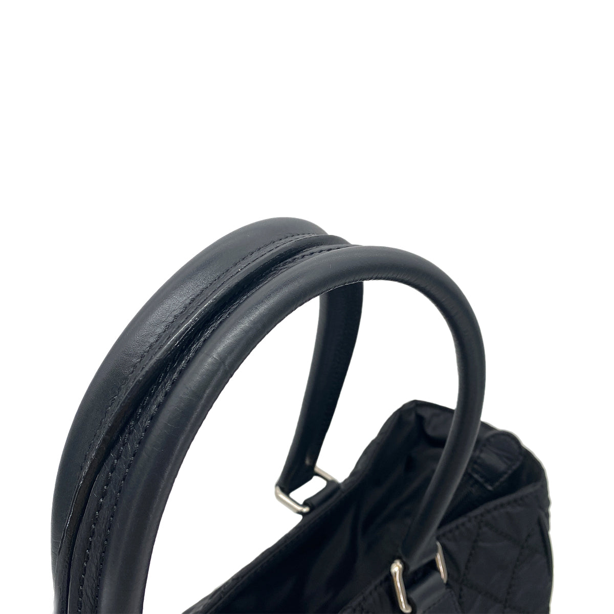 CHANEL VINTAGE PARIS NEWYORK TOTE BAG BLACK NYLON LEATHER 90253637