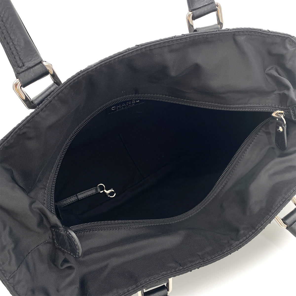 CHANEL VINTAGE PARIS NEWYORK TOTE BAG BLACK NYLON LEATHER 90253637